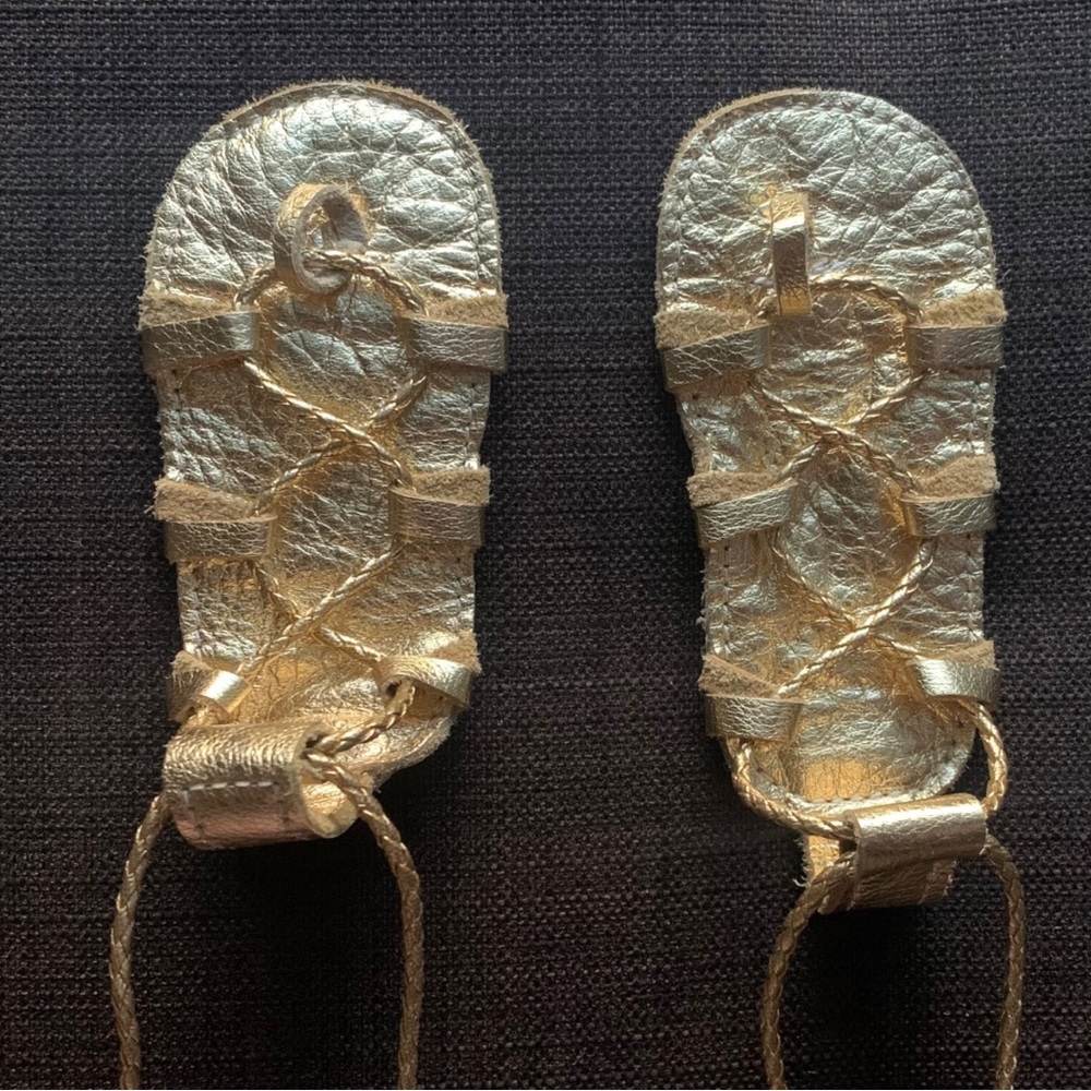Soft Sole Gold Braided Leather Gladiator Barefoot Sandal Baby Sz 5 🛍️2/$10•3/$12 - Picture 6 of 9